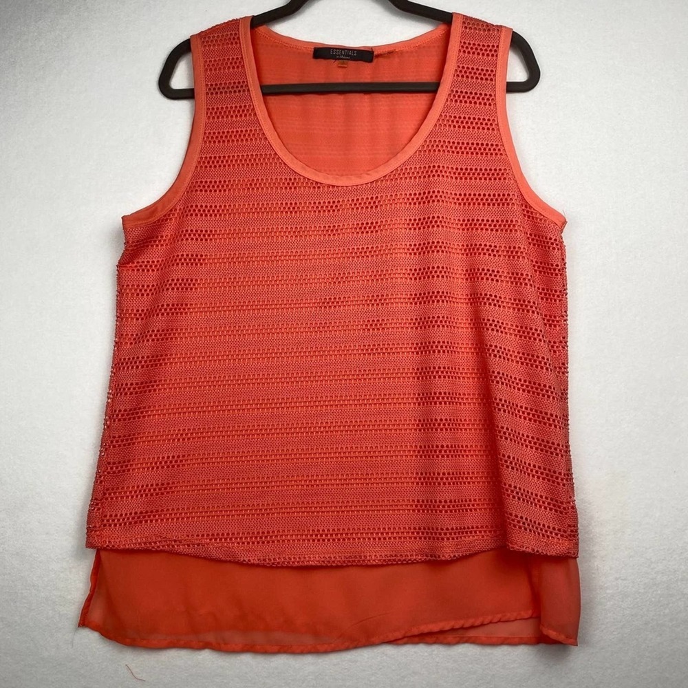 Essentials by Milano‎ Women's Size L Salmon, Orange Sleeveless Blouse